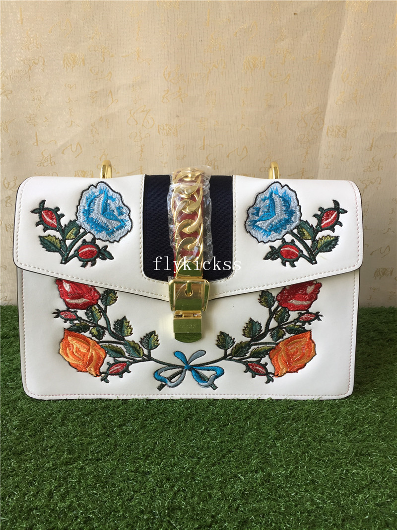 GC handbag Flower Embroidery White